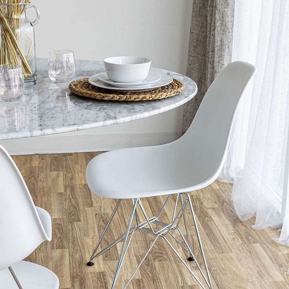 Cairo Chair - White Seat Chrome Base