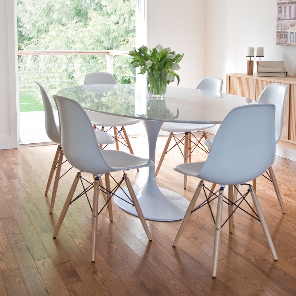 Cairo Chair - White Seat Wood Base
