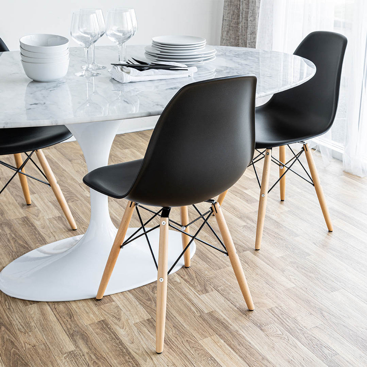 Cairo Chair - Black Seat Wood Base