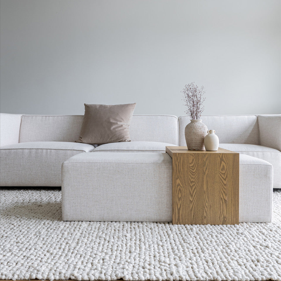 Forest Coffee Ottoman - Cream and Blonde Oak
