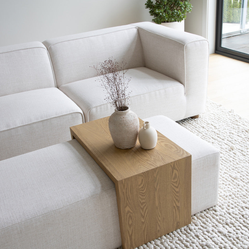 Forest Coffee Ottoman - Cream and Blonde Oak
