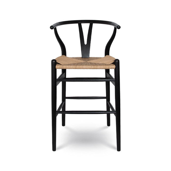 Frida Counter Stool - Black with Natural Seat