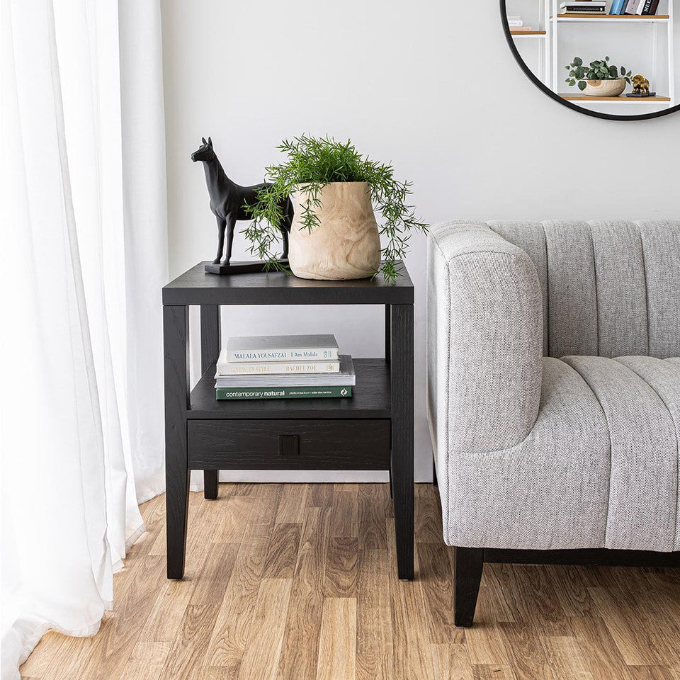 Hara 1 Drawer Accent Table - Black