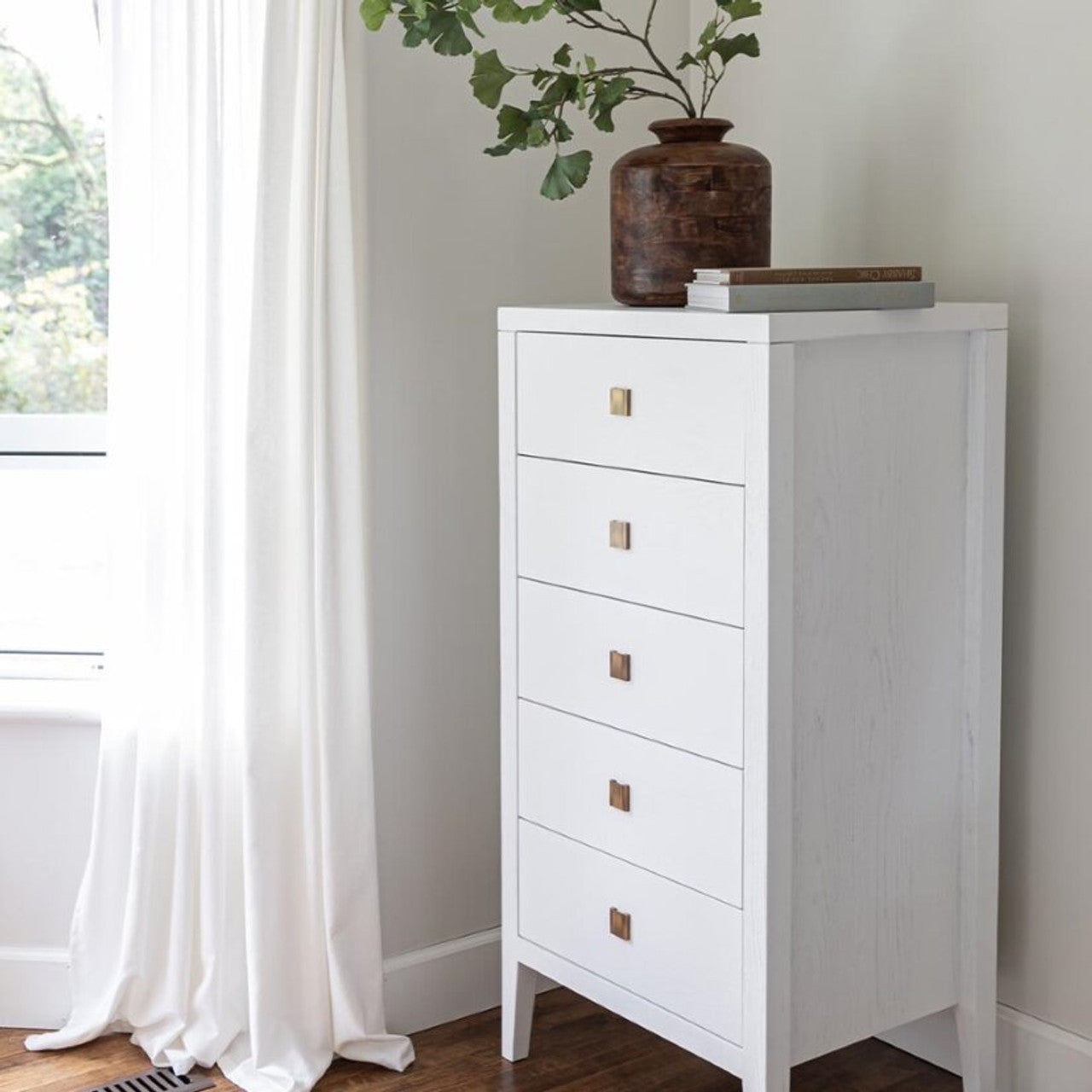 Hara 5 Drawer Tall Dresser - White