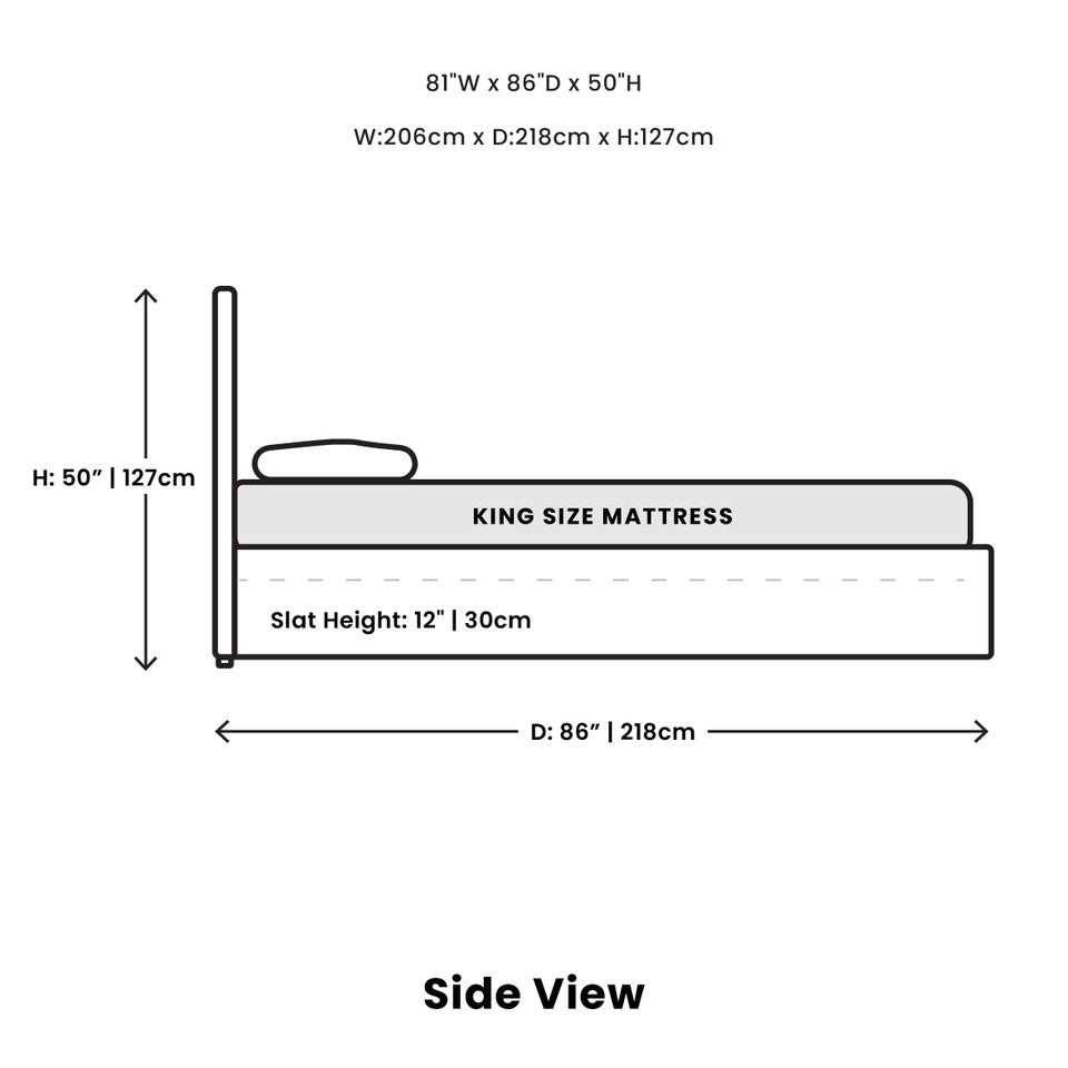 Justin King Bed Tall - Cream