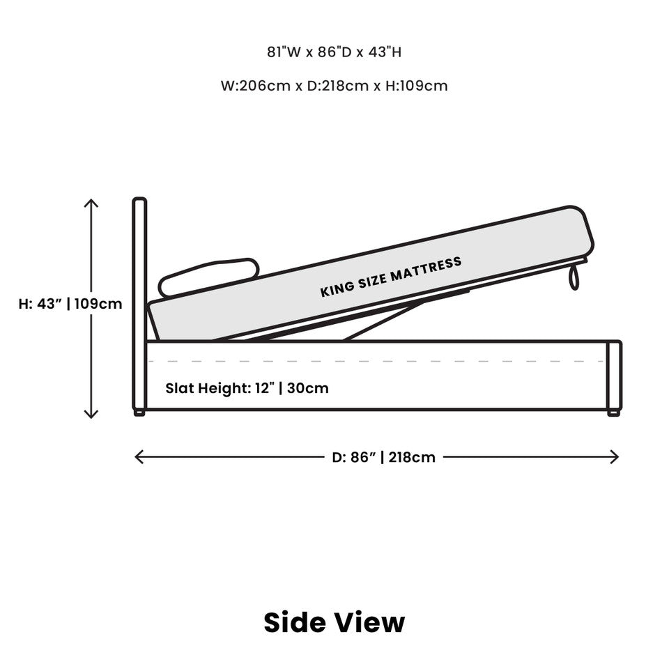 Justin King Storage Bed - Greige