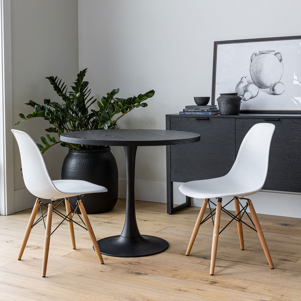 Cairo Chair - White Seat Wood Base