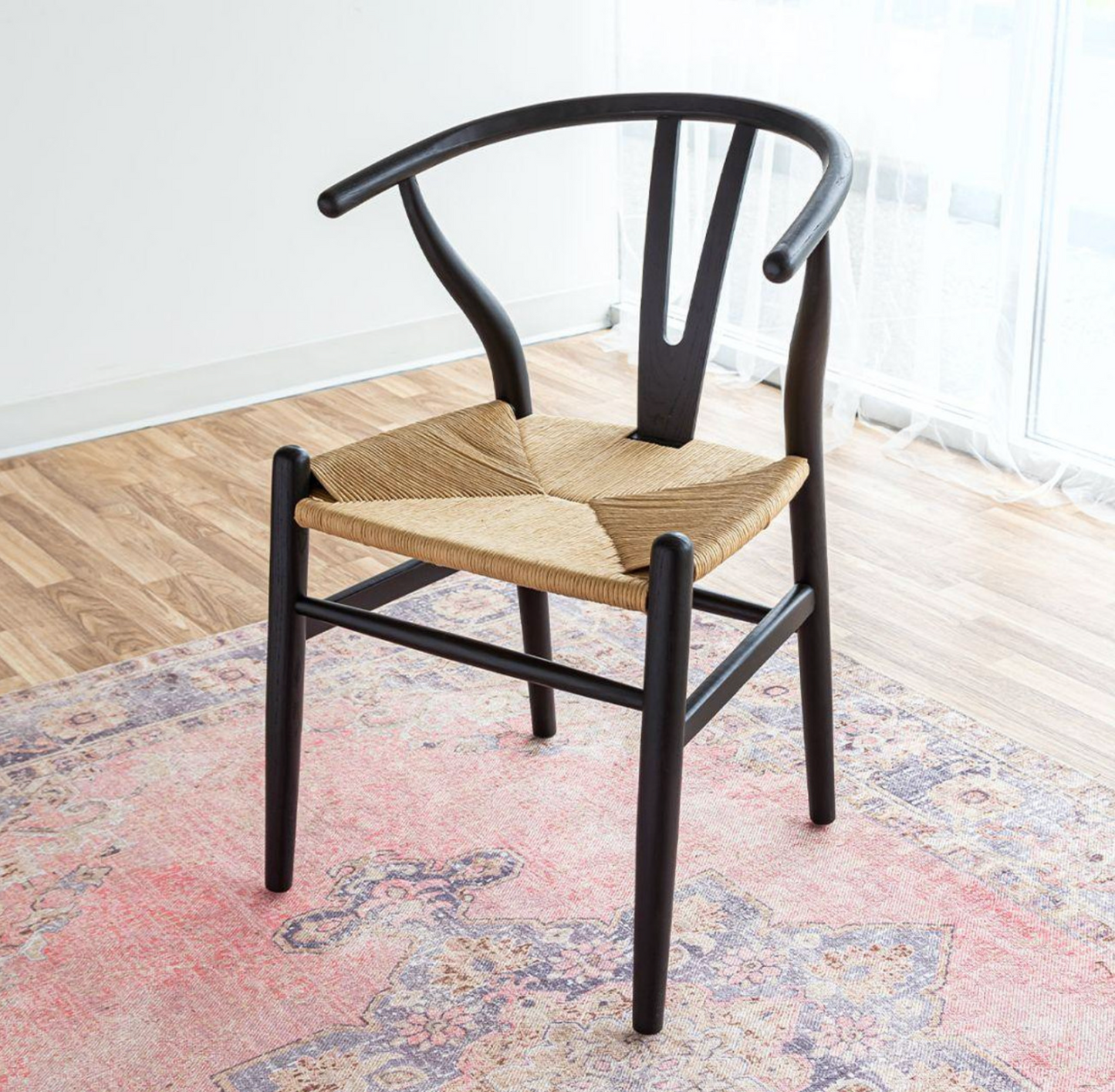 Frida Dining Chair - Black with Natural Seat