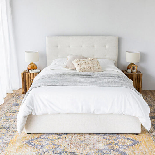 June Queen Storage Bed - Cream