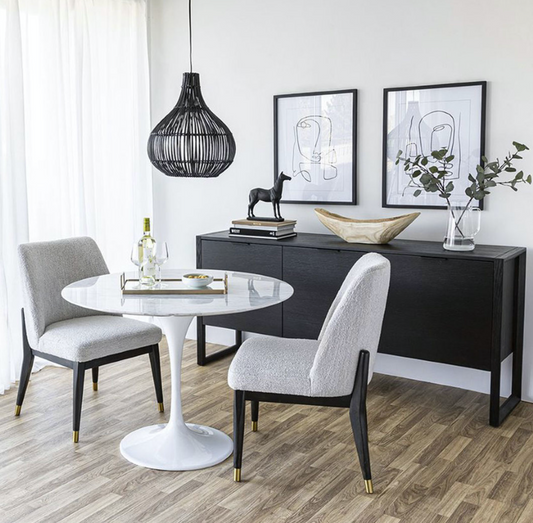 Fawcett Dining Chair - Dark Base - Taupe Boucle
