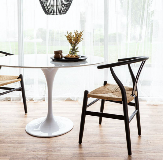 Frida Dining Chair - Black with Natural Seat